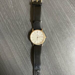 Bulova Classic Black and Silver Watch with Gold Accents